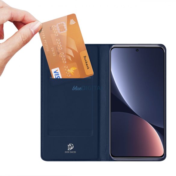 Dux Ducis Skin Pro tok Xiaomi 13 flip tok kártya pénztárca állvány kék