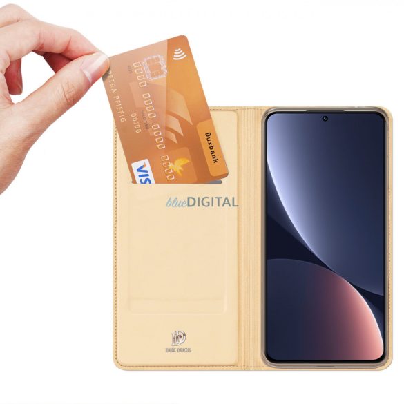 Dux Ducis Skin Pro Case Xiaomi 13 Flip kártya pénztárca arany stand