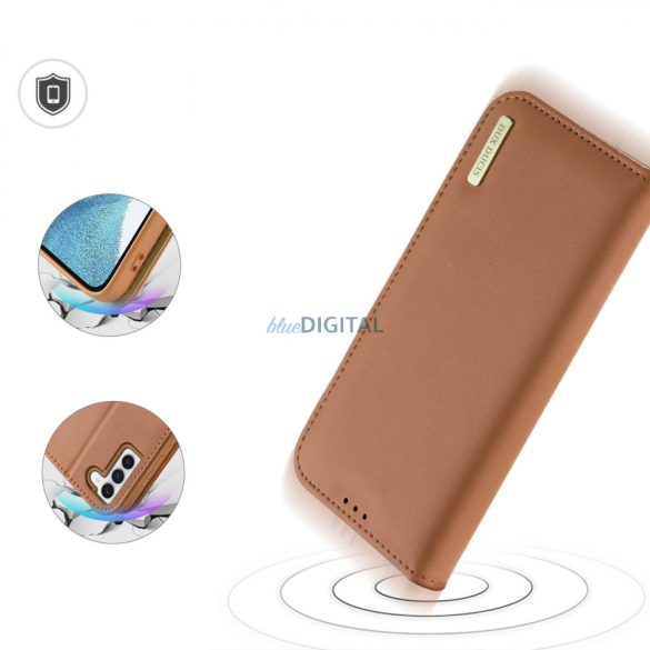 Dux Ducis Hivo tok Samsung Galaxy S23 flip cover pénztárca állvány RFID blokkolás barna