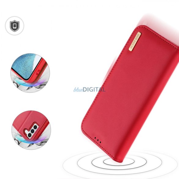 Dux Ducis Hivo tok Samsung Galaxy S23 flip cover pénztárca állvány RFID blokkoló piros