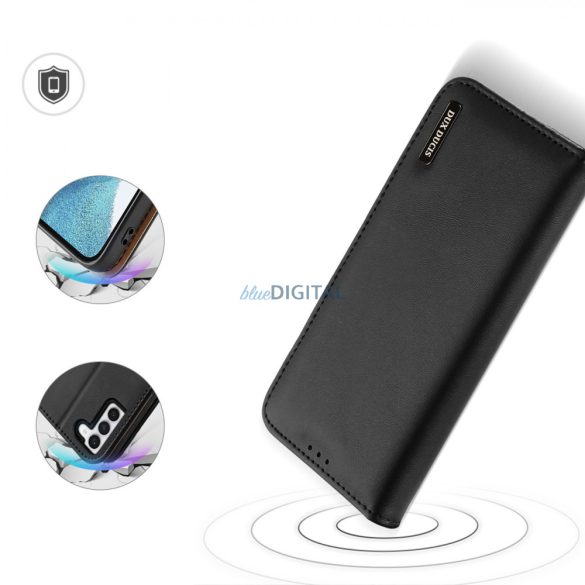 Dux Ducis Hivo tok Samsung Galaxy S23+ flip tok pénztárca állvány RFID blokkoló fekete