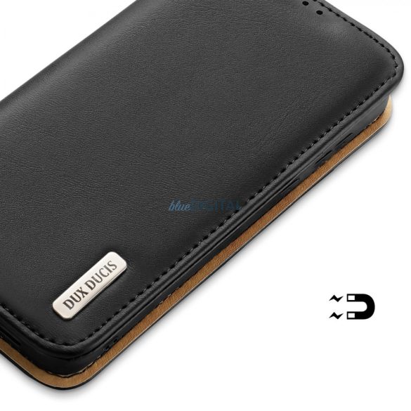 Dux Ducis Hivo tok Samsung Galaxy S23+ flip tok pénztárca állvány RFID blokkoló fekete