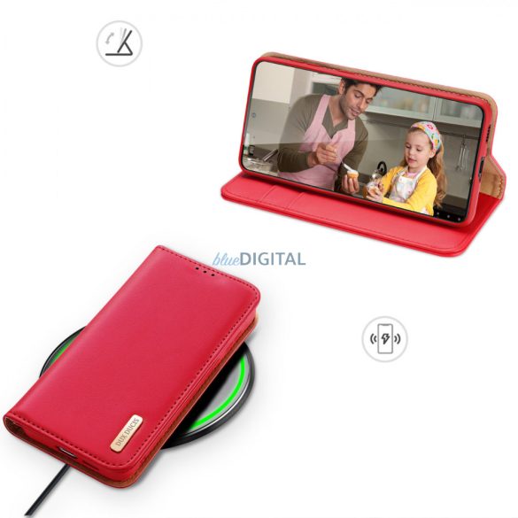 Dux Ducis Hivo tok Samsung Galaxy S23+ flip cover pénztárca állvány RFID blokkoló piros