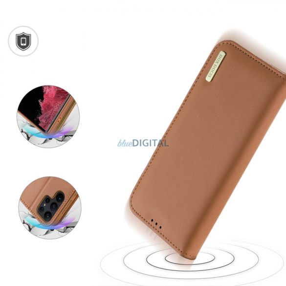 Dux Ducis Hivo Case Samsung Galaxy Samsung Galaxy S23 Ultra Flip Cover Wallet Stand RFID blokkoló barna