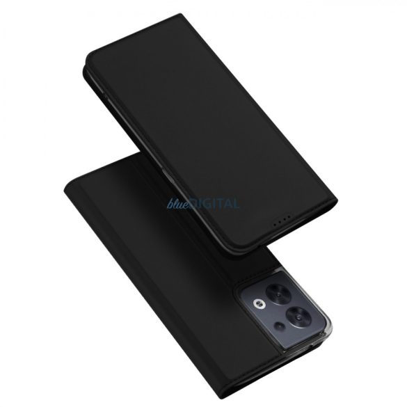 Dux Ducis Skin Pro tok Oppo Reno 8 flip tok kártya pénztárca állvány fekete