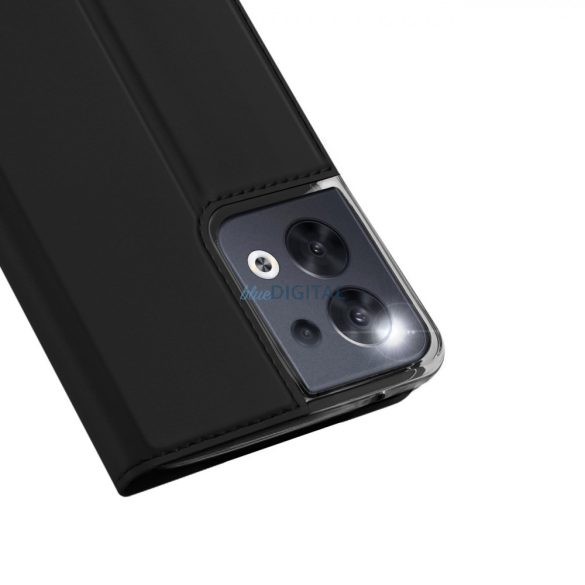 Dux Ducis Skin Pro tok Oppo Reno 8 flip tok kártya pénztárca állvány fekete