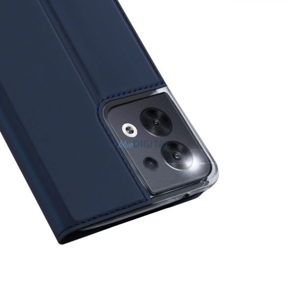 Dux Ducis Skin Pro tok Oppo Reno 8 flip tok kártya pénztárca állvány kék