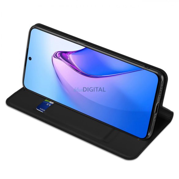 Dux Ducis Skin Pro tok Oppo Reno 8 Pro flip cover kártya pénztárca állvány fekete