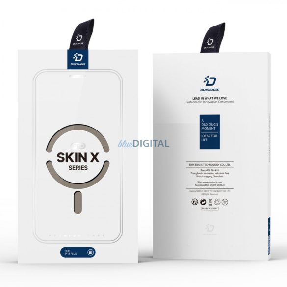 Dux Ducis Skin X Pro tok iPhone 14 Plus MagSafe mágneses flip tok bézs színben