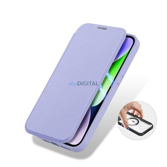 Dux Ducis Skin X Pro tok iPhone 14 Plus mágneses MagSafe Flip Case lila