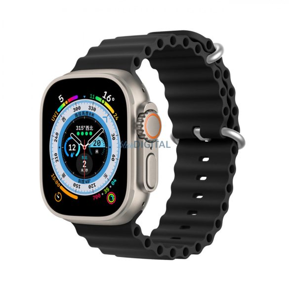 Dux Ducis (OceanWave Version) csereszíj Apple Watch 9 / 8 / 7 / 6 / 5 / 4 / 3 / 2 / SE (41 / 40 / 38mm) fekete