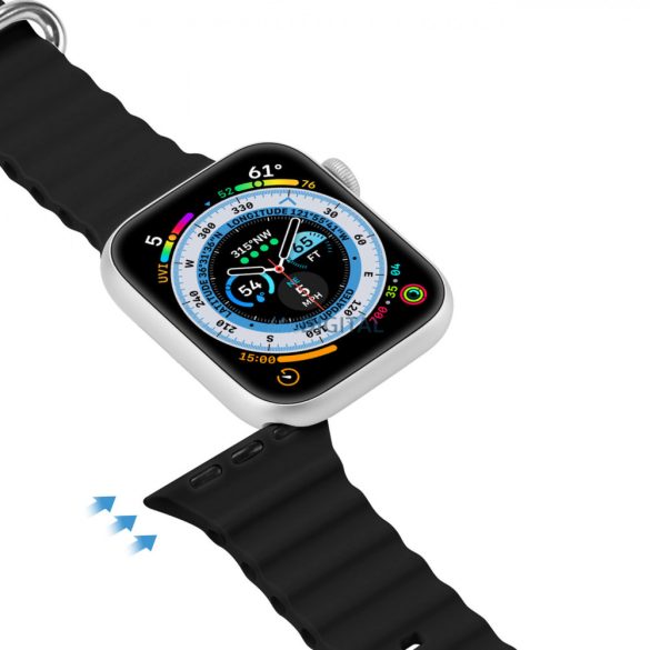 Dux Ducis (OceanWave Version) csereszíj Apple Watch 9 / 8 / 7 / 6 / 5 / 4 / 3 / 2 / SE (41 / 40 / 38mm) fekete