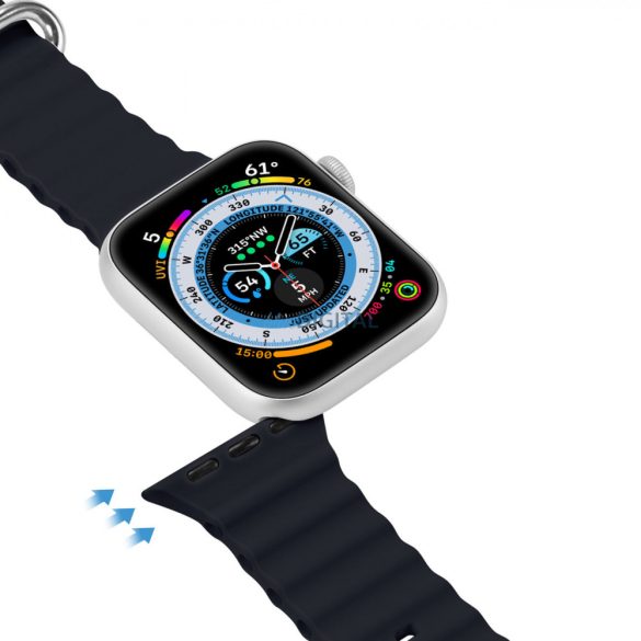 Dux Ducis (OceanWave Version) csereszíj Apple Watch 9 / 8 / 7 / 6 / 5 / 4 / 3 / 2 / SE (45 / 44 / 42mm) szürke