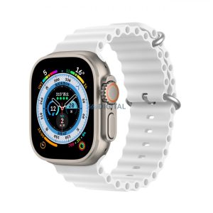 Dux Ducis (OceanWave Version) csereszíj Apple Watch 9 / 8 / 7 / 6 / 5 / 4 / 3 / 2 / SE (45 / 44 / 42mm) fehér