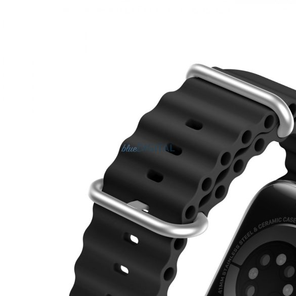 Dux Ducis (OceanWave Version) csereszíj Apple Watch 9 / 8 / 7 / 6 / 5 / 4 / 3 / 2 / SE (45 / 44 / 42mm) fekete