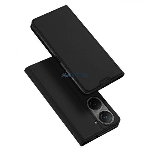 Dux Ducis Skin Pro tok Asus Zenfone 9 flip cover kártya pénztárca állvány fekete