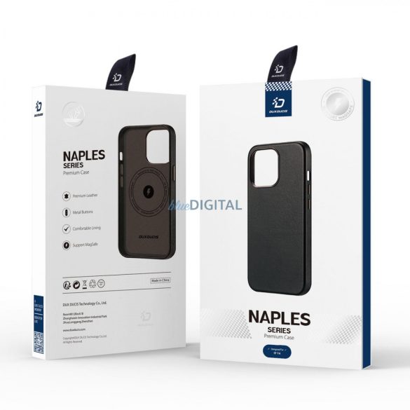 Dux Ducis Naples tok iPhone 14 bőr borítás (MagSafe kompatibilis) sötétbarna