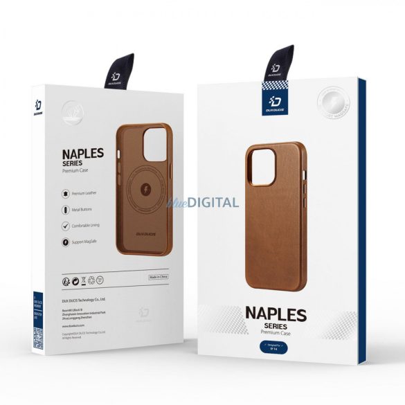Dux Ducis Naples tok iPhone 14 mágneses bőr tok MagSafe barna