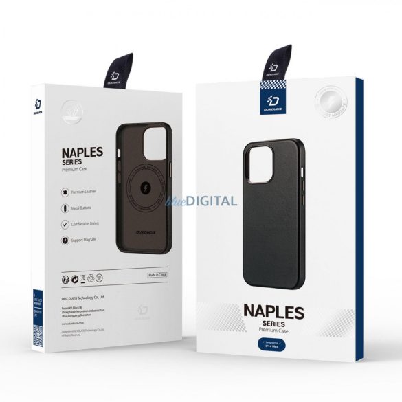 Dux Ducis Naples tok iPhone 14 Plus bőr borítás (MagSafe kompatibilis) sötétbarna