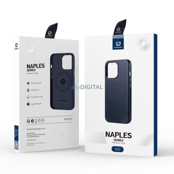 Dux Ducis Naples tok iPhone 14 Plus mágneses bőr tok MagSafe kék