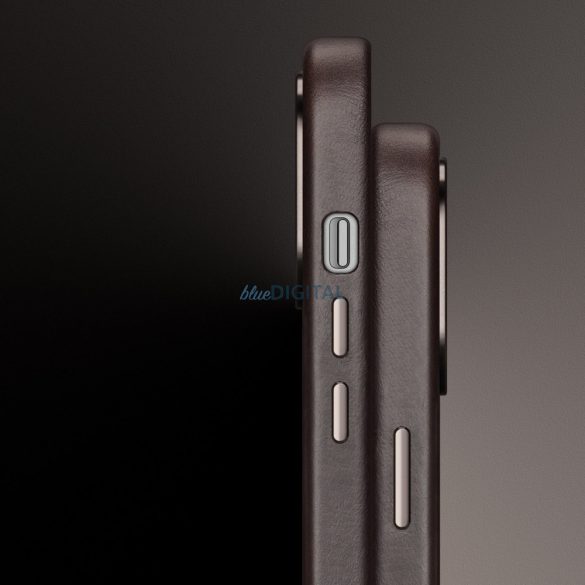 Dux Ducis Naples tok iPhone 14 Pro bőrborítás (MagSafe kompatibilis) sötétbarna