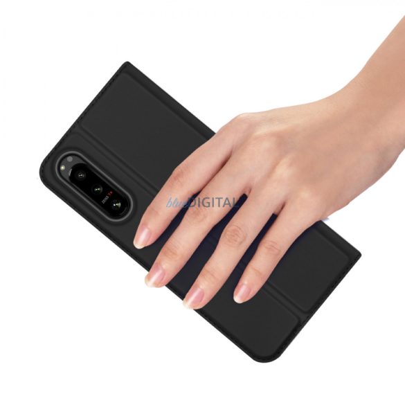 Dux Ducis Skin Pro tok Sony Xperia 5 IV flip cover kártya pénztárca állvány fekete