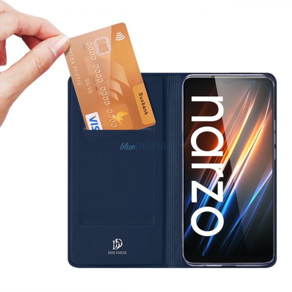 Dux Ducis Skin Pro Case Realme C30 / Realme Narzo 50i Prime Cover Flip Card Wallet Stand kék