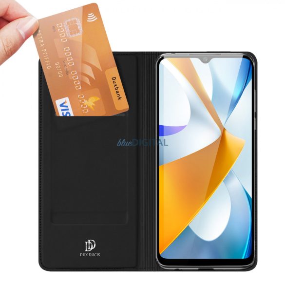 Dux Ducis Skin Pro tok Xiaomi Poco C40 tok flip kártya pénztárca állvány fekete