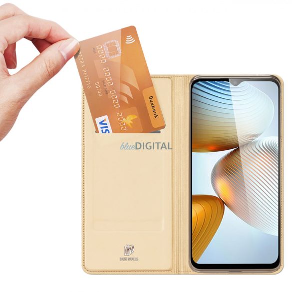 Dux Ducis Skin Pro Case Xiaomi Redmi Note 11E /Redmi 10 5G / Redmi 10 Prime+ 5G / Poco M4 5G Cover Flip Card Wallet Stand Gold tok Flip Card Wallet Stand Gold