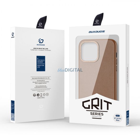 Dux Ducis Grit bőr tok iPhone 14 Pro Max Elegáns műbőr borítás (MagSafe kompatibilis) Barna