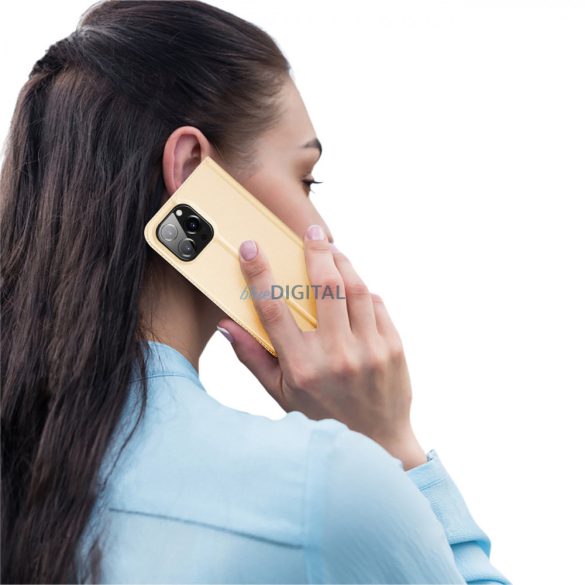 Dux Ducis Skin Pro Holster Flip tok iPhone 14 Pro Max készülékhez arany színben