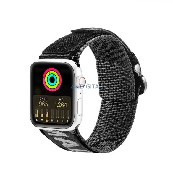 Dux Ducis (Outdoor Version) csereszíj Apple Watch Ultra, SE, 9, 8, 7, 6, 5, 4, 3, 2, 1 (49, 45, 44, 42 mm) fekete/ezüst színű