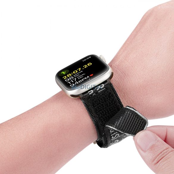 Dux Ducis (Outdoor Version) csereszíj Apple Watch Ultra, SE, 9, 8, 7, 6, 5, 4, 3, 2, 1 (49, 45, 44, 42 mm) fekete/ezüst színű