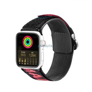 Dux Ducis (Outdoor Version) csereszíj Apple Watch Ultra, SE, 9, 8, 7, 6, 5, 4, 3, 2, 1 (49, 45, 44, 42 mm) fekete/piros