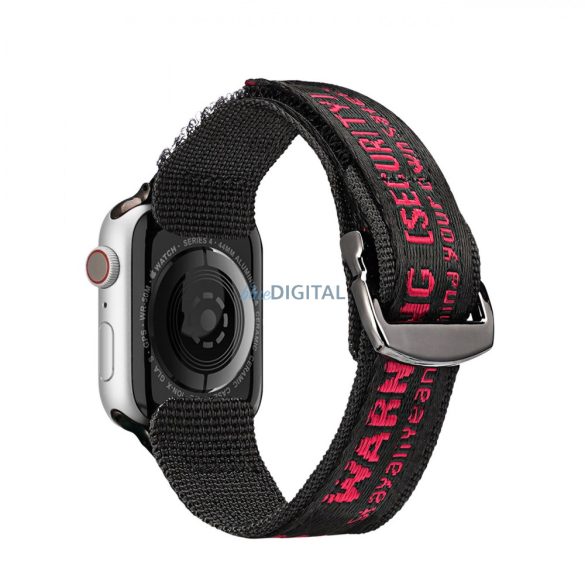 Dux Ducis (Outdoor Version) csereszíj Apple Watch Ultra, SE, 9, 8, 7, 6, 5, 4, 3, 2, 1 (49, 45, 44, 42 mm) fekete/piros