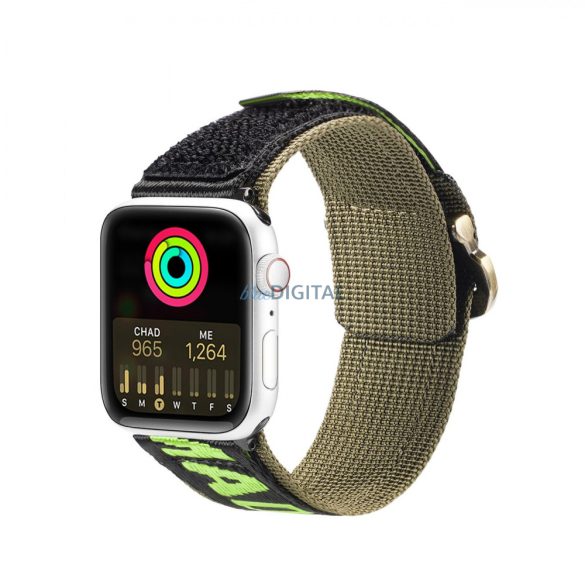 Dux Ducis (Outdoor Version) csereszíj Apple Watch Ultra, SE, 9, 8, 7, 6, 5, 4, 3, 2, 1 (49, 45, 44, 42 mm) Fekete/zöld