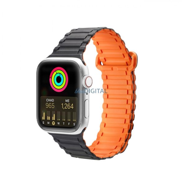 Dux Ducis (Armor Version) csereszíj Apple Watch SE, 9, 8, 7, 6, 5, 4, 3, 2, 1 (41, 40, 38 mm) fekete/narancssárga