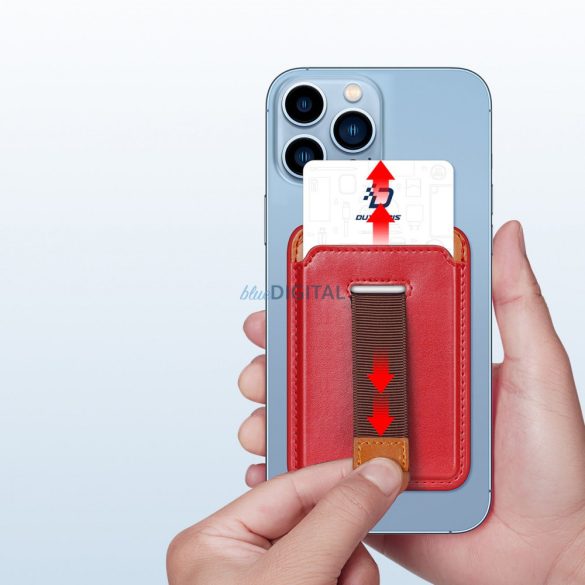 Dux Ducis mágneses bőr pénztárca mágneses pénztárca MagSafe iPhone RFID blokkoló piros