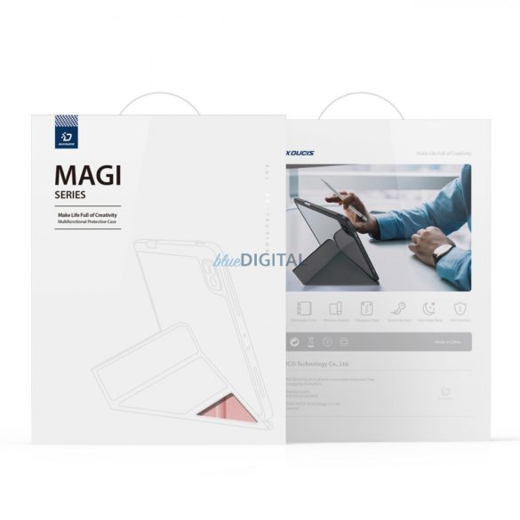 Dux Ducis Magi tok iPad Pro 12.9 " 2021/2020/2018 intelligens tok állvánnyal és tárolóval Apple Pencil  rózsaszínű