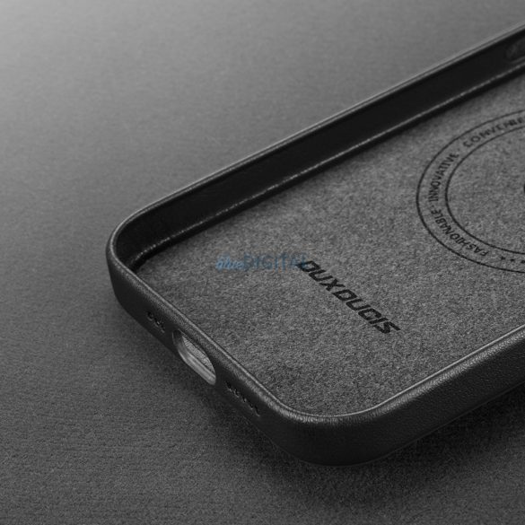 Dux Ducis Grit bőr tok iPhone 14 Elegáns műbőr borítás (MagSafe kompatibilis) Fekete