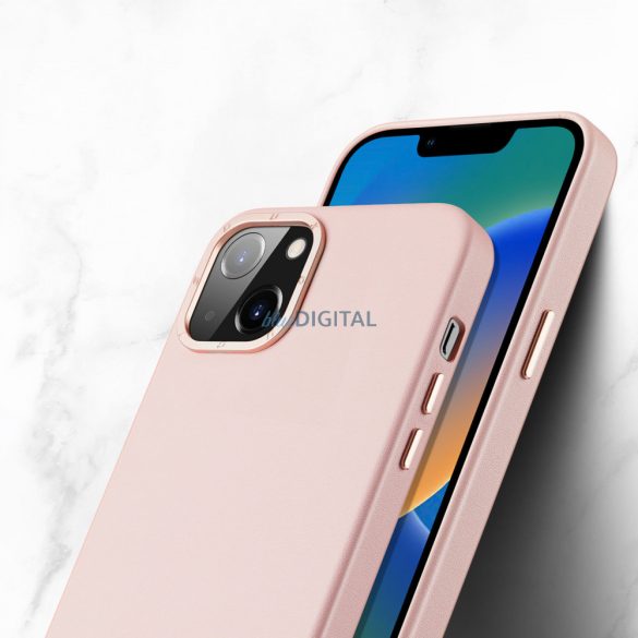 Dux Ducis Grit bőr tok iPhone 14 Elegáns műbőr borítás (MagSafe kompatibilis) Rózsaszín