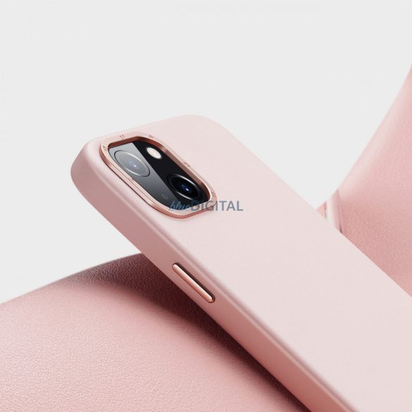 Dux Ducis Grit bőr tok iPhone 14 Elegáns műbőr borítás (MagSafe kompatibilis) Rózsaszín