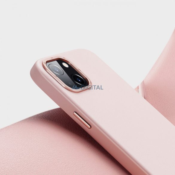 Dux Ducis Grit Leather MagSafe tok iPhone 14 Plus Rózsaszín