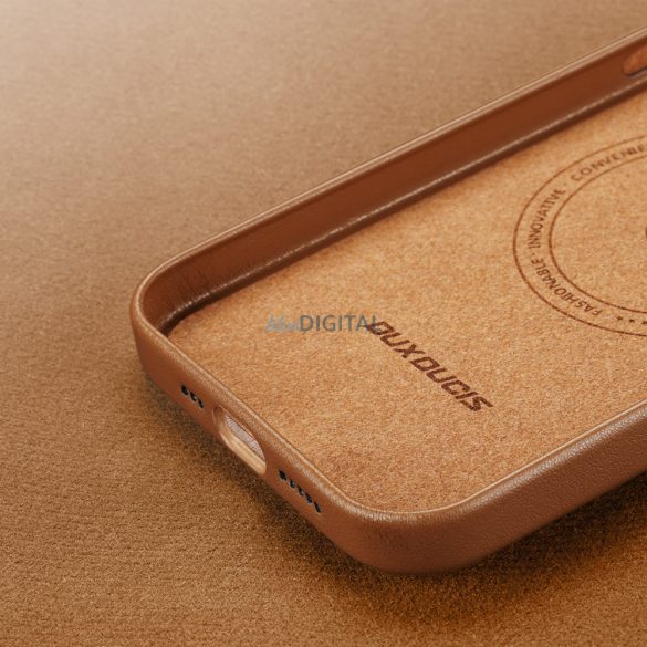 Dux Ducis Grit bőr tok iPhone 14 Pro Elegáns műbőr borítás (MagSafe kompatibilis) Barna