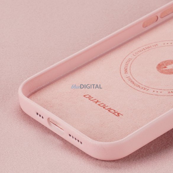 Dux Ducis Grit bőr tok iPhone 14 Pro Elegáns műbőr tok (MagSafe kompatibilis) Rózsaszín