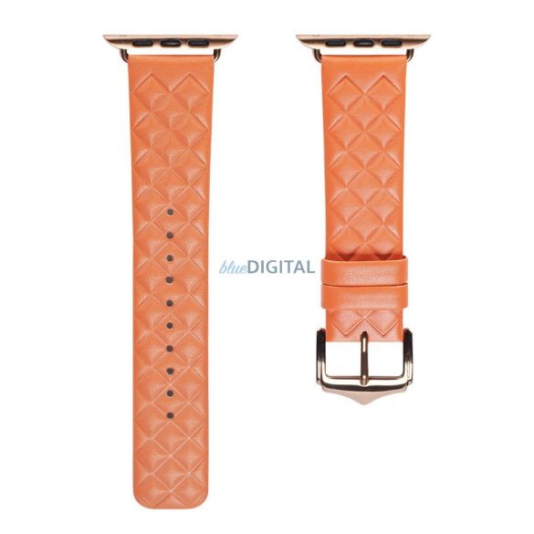 Dux Ducis Strap Leather Watch 7 szíj 7/6/5/4/3/2 / SE (41/40 / 38mm) csuklópánt karkötő valódi bőr karkötő narancssárga (Enland verzió)