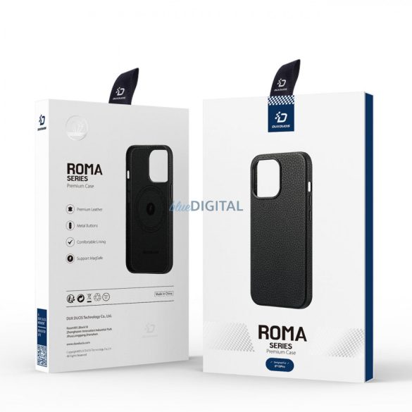 Dux Ducis Roma bőr tok iPhone 13 Pro elegáns valódi bőr fekete tok