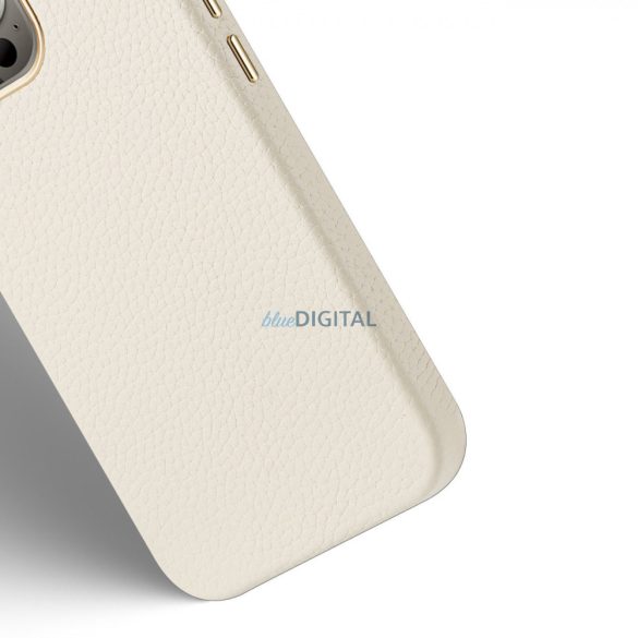 Dux Ducis Roma bőr tok iPhone 13 Pro-hoz elegáns tok valódi bőrből fehér színben