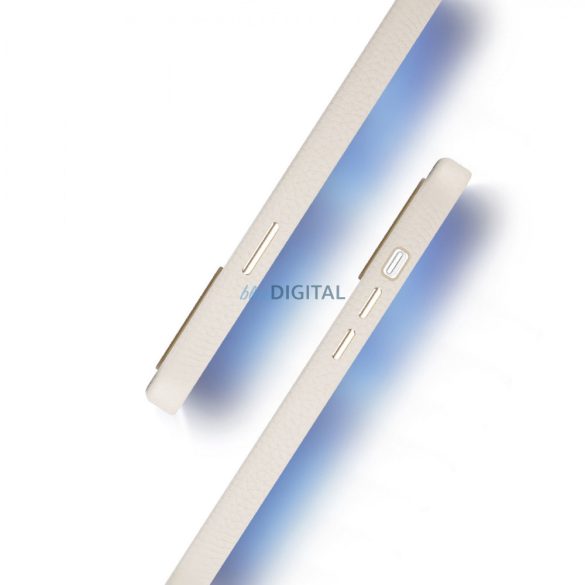 Dux Ducis Roma bőr tok iPhone 13 Pro-hoz elegáns tok valódi bőrből fehér színben