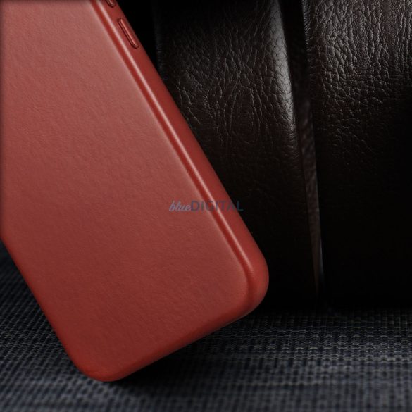Dux Ducis Naples tok iPhone 13 Pro bőrborítás (MagSafe kompatibilis) piros